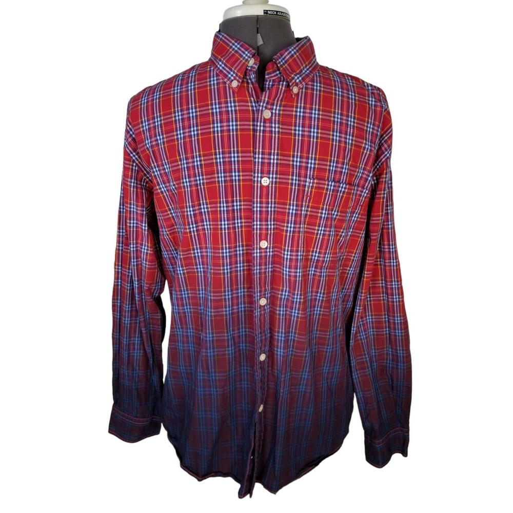 Vintage‎ Tommy Hilfiger Shirt Men's Large Long Sleeve Button Up  Plaid Trim Fit